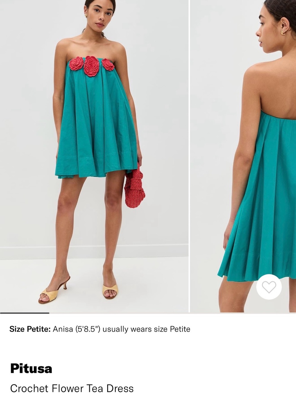 NWT Pitusa Crochet Flower Tea Dress in Teal and Coral